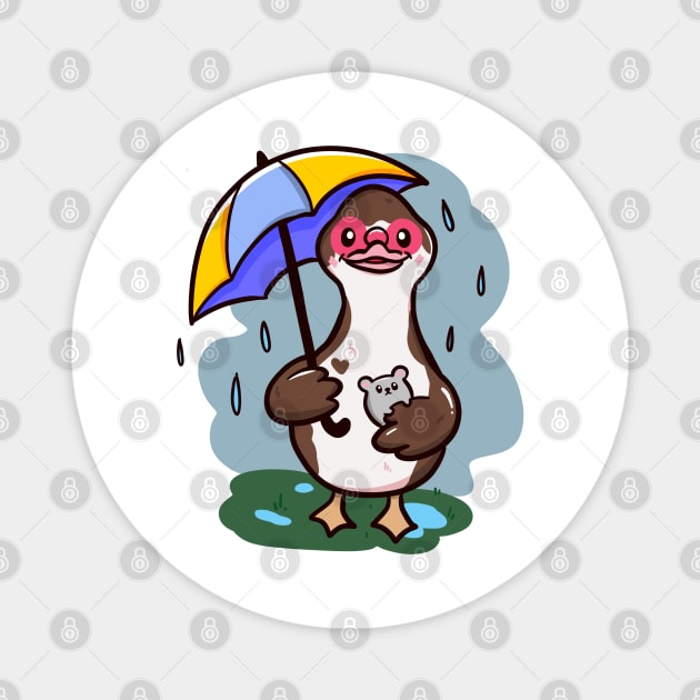 Rainy days duck Magnet by Jurassic Ink